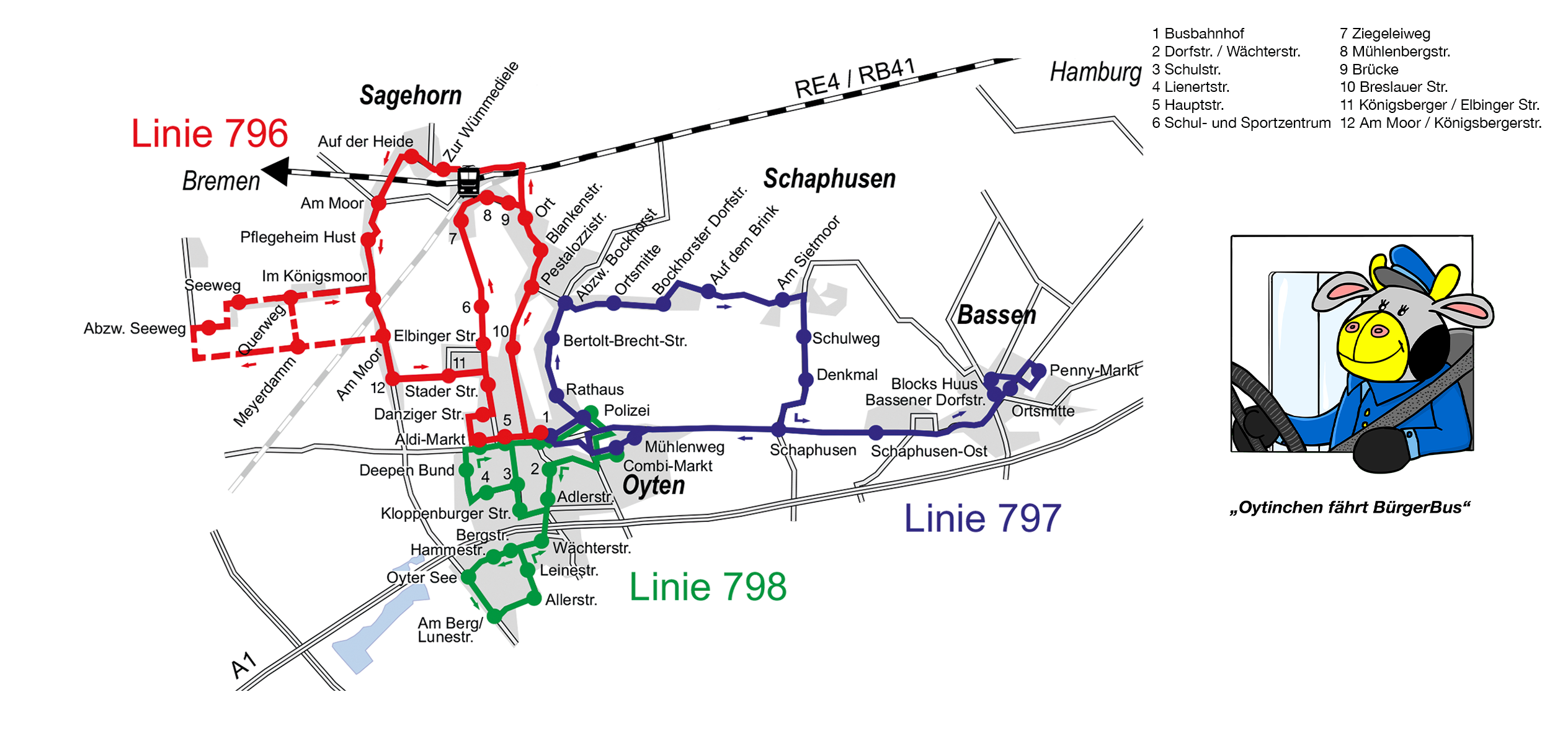 Linienverlauf Bürgerbus Oyten